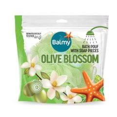Gąbka kąpielowa z kawałkami mydła oliwkowego Balmy 23g Gąbka kąpielowa z kawałkami mydła oliwkowego Balmy 23g