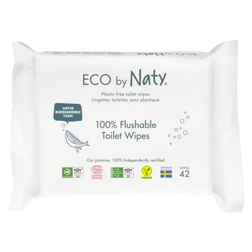 Vlhčené splachovatelné ubrousky s funkcí toaletního papíru ECO by Naty bez vůně  42ks