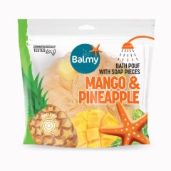 Gąbka kąpielowa z kawałkami mydła mango-ananas Balmy 23g Gąbka kąpielowa z kawałkami mydła mango-ananas Balmy 23g