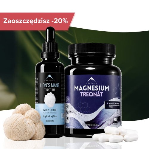 Zestaw Nootropic - Nalewka z Lion’s mane 50 ml i Treonian magnezu 90 kaps. Hrotlife