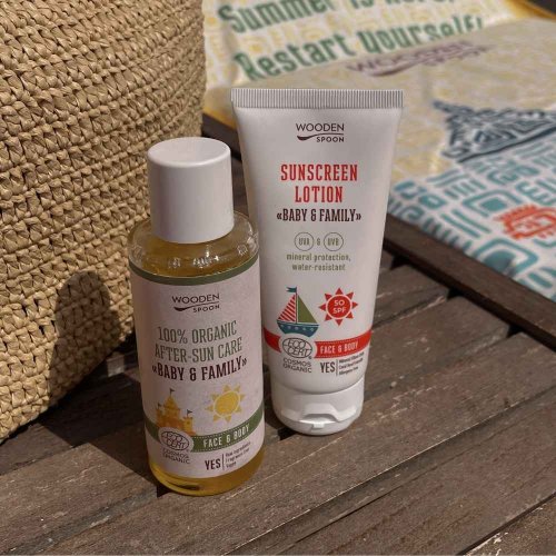 Opalovací tělové mléko v tubě Baby & Family SPF 50 Wooden Spoon 100ml
