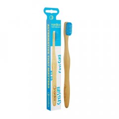 Bambusová kefka na zuby s modrými štetinami pre dospelých NORDICS