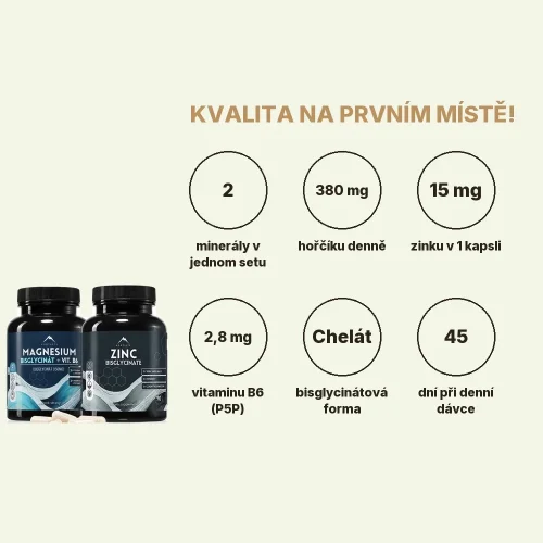 Minerální základ - Magnesium bisglycinát 90cps a Zinek bisglycinát 90cps Hrotlife