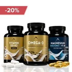 Herbstprotokoll: Vitamin D3+K2 90cps und Omega-3 90cps und Magnesiumbisglycinat 90cps Hrotlife