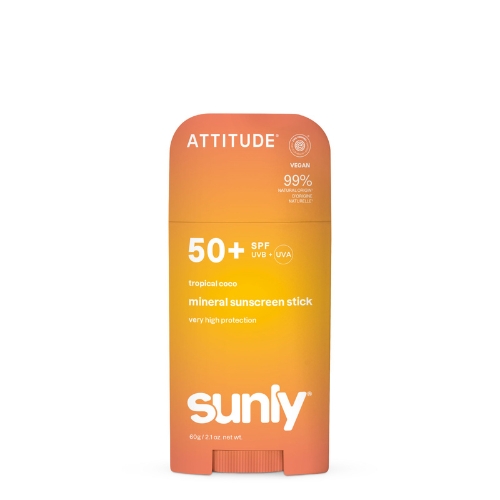 Minerálny opaľovací krém ATTITUDE Sunly SPF 50+ s vôňou tropického kokosu 60 g