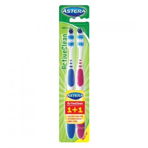 Zubní kartáček Astera Active Clean MEDIUM AROMA 1+1ks