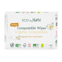 Vlhčené ubrousky ECO by Naty bez vůně - pro citlivou pokožku - výhodné balení 3 x 56ks