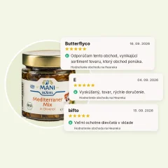 Stredomorská zmes v olivovom oleji organická MANI 190g, hodnotenia obchodu Stredomorská zmes v olivovom oleji organická MANI 190g, hodnotenia obchodu