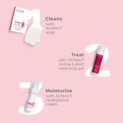 Pflegeset für Akne-Haut (Gesichtswasser + Creme + Seife) Acnaut Biotrade
