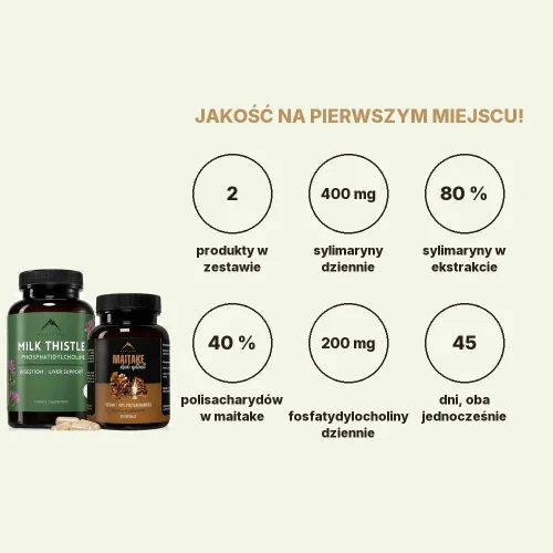 Wsparcie wątroby - Maitake 90cps + Ostropest plamisty (Sylimaryna 80 %) 90cps Hrotlife