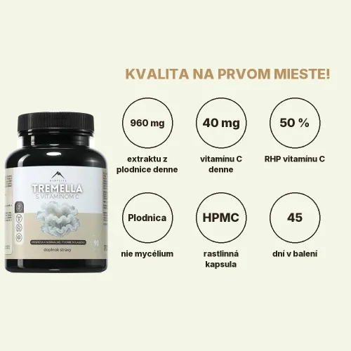 Tremella s vitamínom C Hrotlife 90 kapsúl, kvalita a výhody