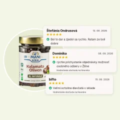 Olivy Kalamata al naturale bez kôstky organické MANI 175g, hodnotenia obchodu Olivy Kalamata al naturale bez kôstky organické MANI 175g, hodnotenia obchodu