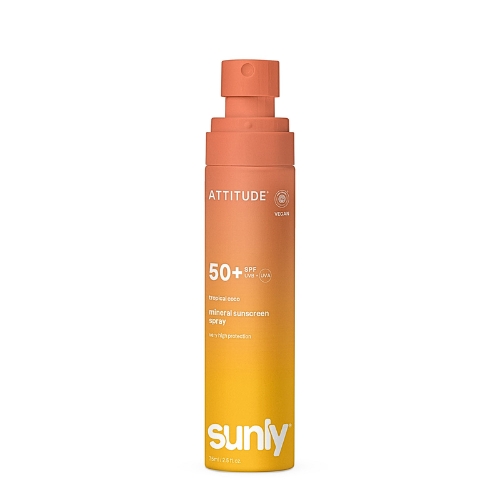 Minerálny opaľovací krém v spreji ATTITUDE Sunly SPF 50+ s vôňou tropického kokosu 75 ml