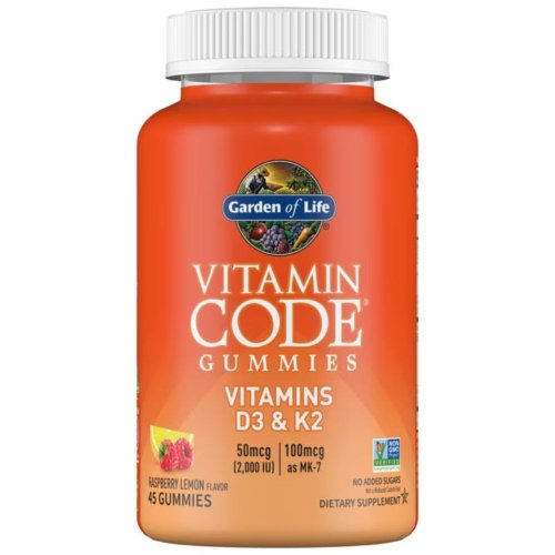 Vitamin-D3- und K2-Fruchtgummis mit Himbeer- und Zitronengeschmack von Garden of Life, 45 Stück