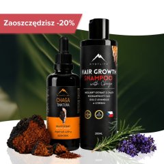 Wzrost włosów: Nalewka z Chagi 100ml i Szampon z ekstraktem z chagi 200ml Hrotlife
