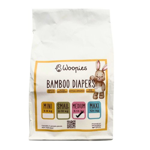 Eko detské plienky Wooden Spoon Woopies MEDIUM 3ks vzorka