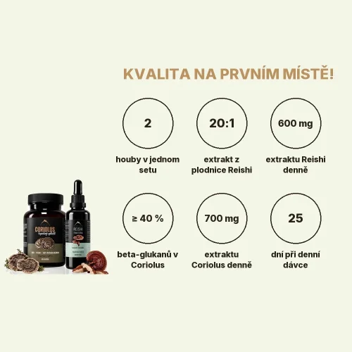 Imunita Starterpack - Reishi tinktura 50ml + Coriolus 90cps Hrotlife