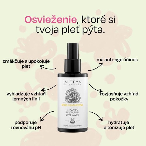 Ružová voda sprej v skle - Alteya Organics 100 ml
