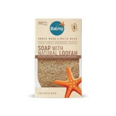 Mydło w kostce z naturalnej gąbką roślinną, bursztynem i piżmem Balmy 125g Mydło w kostce z naturalnej gąbką roślinną, bursztynem i piżmem Balmy 125g