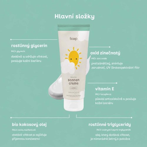Přírodní opalovací krém sensitive spf 50 Boep 100ml