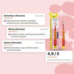 Detská zubná kefka od 4+ rokov Soft 10500 štetín červená raketa Nordics Oral Care, hodnotenia zákazníkov