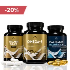 Podzimní protokol: Vitamín D3+K2 90cps a Omega-3 90cps a Magnesium bisglycinát 90cps Hrotlife