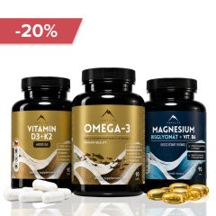 Protokół jesienny: Witamina D3+K2 90cps i Omega-3 90cps i Bisglicynian magnezu 90cps Hrotlife