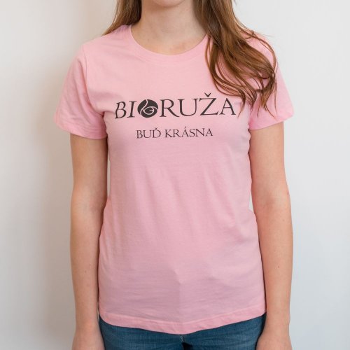 T-shirt damski różowy Bądź piękna Bioróża M