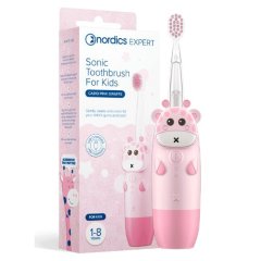 Schall-Kinderzahnbürste Rosa Giraffe 1-8 Jahre Nordics Oral Care