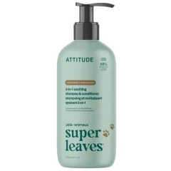 Upokojujúci šampón a kondicionér 2v1 pre domáce zvieratá s ovsom ATTITUDE Super leaves Pets 473ml