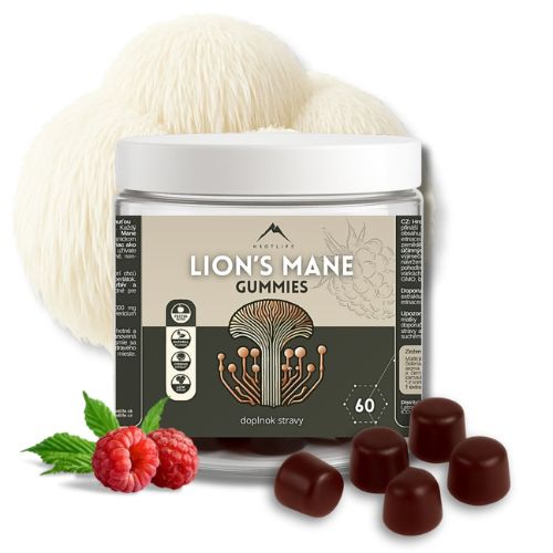 Gumové cukríky s výťažkom z Lion´s mane s malinovou príchuťou Hrotlife 60pcs.