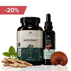 Klid a rovnováha - Reishi tinktura 50ml a Ashwagandha 90ks Hrotlife