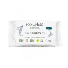 Vlhčené obrúsky ECO by Naty bez vône - splachovateľné - výhodné balenie 3 x 56ks