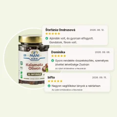 Kalamata olajbogyó al naturale magozott organikus MANI 175g Kalamata olajbogyó al naturale magozott organikus MANI 175g