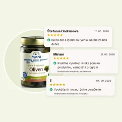 Olivy Kalamata a zelené olivy al naturale bez kôstky organické MANI 175g, hodnotenia