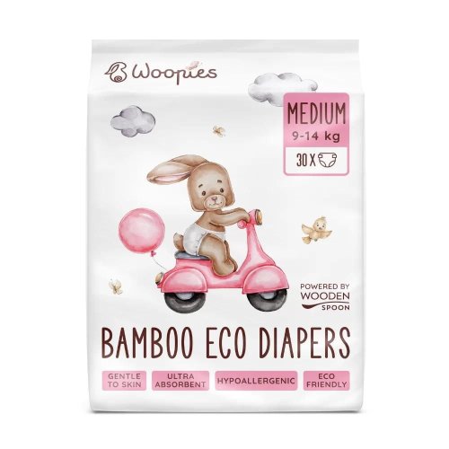 Detské bambusové EKO plienky MEDIUM (9-14kg) Wooden Spoon 30ks