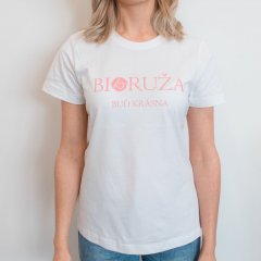 Biały t-shirt damski - Bądź piękna - Bioróża - M