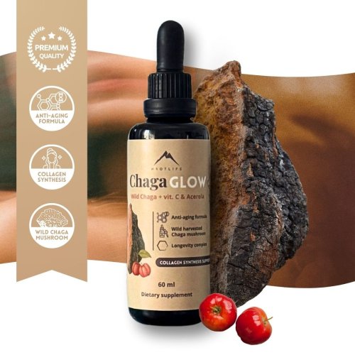 Chagaglow tinktura s vitamínem C, B6 a B12 Hrotlife 60 ml