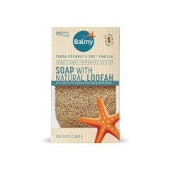 Mydło w kostce z naturalną gąbką roślinną, kokosem i wanilią Balmy 125g Mydło w kostce z naturalną gąbką roślinną, kokosem i wanilią Balmy 125g