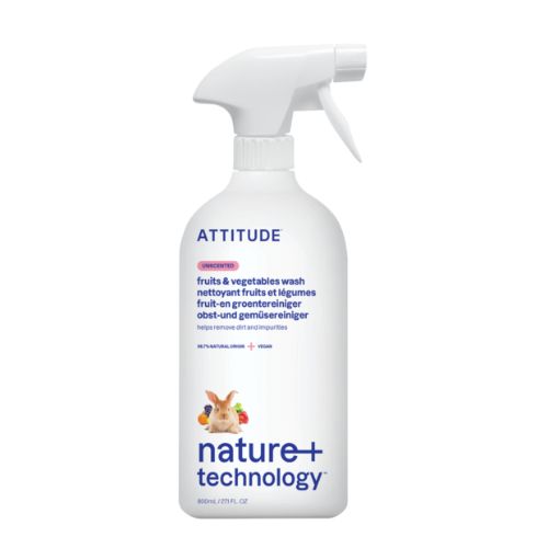 Čistič na ovoce a zeleninu ATTITUDE bez vůně s rozprašovačem 800ml