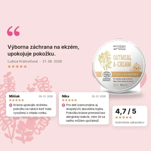Hydratačné maslo s ovsenými vločkami na atopický ekzém Wooden Spoon 100ml, hodnotenia zákazníkov