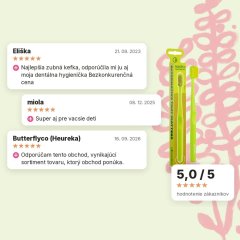 Zubná kefka z recyklovateľného bioplastu PLA zelená NORDICS, hodnotenia zákazníkov