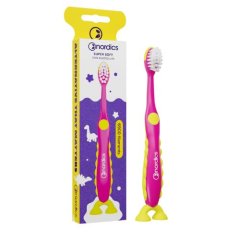 Detská zubná kefka od 2+ rokov Soft 6900 štetín ružový dino Nordics Oral Care Detská zubná kefka od 2+ rokov Soft 6900 štetín ružový dino Nordics Oral Care