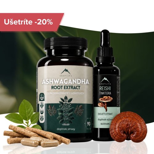 Pokoj a rovnováha - Reishi tinktúra 50ml a Ashwagandha 90pcs Hrotlife