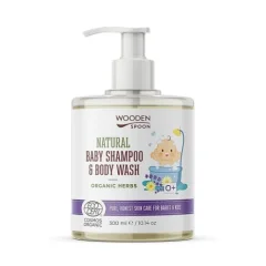 Żel pod prysznic i szampon do włosów dla dzieci 2w1 z ziołami Wooden Spoon 300ml