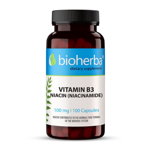 Vitamín B3 (niacín/niacínamid) Bioherba 100cps.