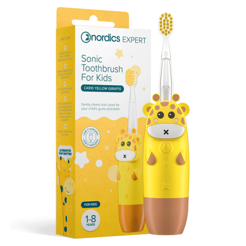 Sonická detská zubná kefka Žltá žirafa 1-8 rokov Nordics Oral Care