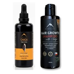 Rast vlasov: Chaga tinktúra 100ml a Šampón s výťažkom z chagy 200ml Hrotlife