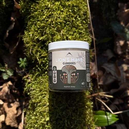 Gumové cukríky s výťažkom z Lion´s mane s malinovou príchuťou Hrotlife 60pcs.