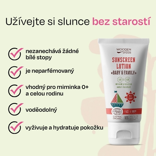 Opalovací tělové mléko v tubě Baby & Family SPF 50 Wooden Spoon 150ml